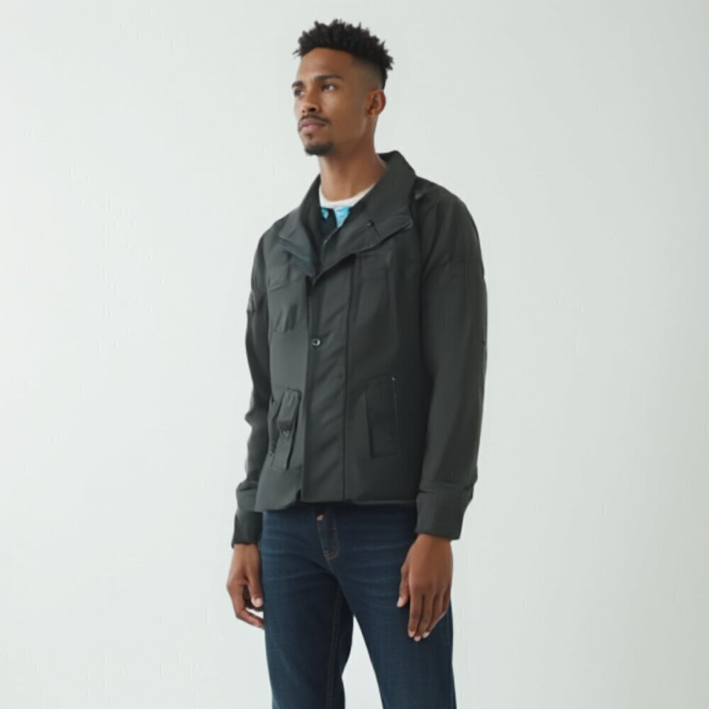 Jack & Jones Men Black Carlo Utility Field Jacket Coat XL Gorpcore